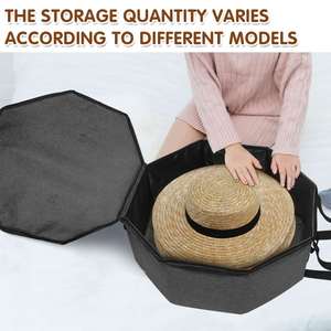 Foldable Hat <b>Box</b> with Handle - Stackable <b>Storage</b> Organizer for Closet, Travel Cowboy Hat Carrier for Women & Men - Product Image 2