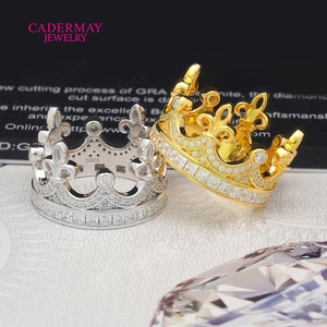 Cadermay Crown <b>Ring</b> <b>925</b> <b>Silver</b> Moissanite Pave Setting Cocktail <b>Ring</b> Unisex Party Jewelry - Product Image 1