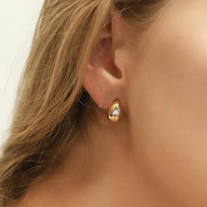 Boucles d'oreilles clous CANNER S925 en argent sterling plaqué or 18 carats avec zircon, forme goutte d'eau, pour filles, vente en gros - Product Image 4