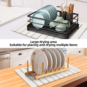 Tapis de séchage pliable en terre de diatomée écologique, absorbant, pour bols, assiettes et éponges, idéal pour comptoir de cuisine - Product Image 5