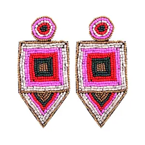 Kaimei Bohemian Trang Sức Bán Buôn Hạt Giống Màu Xanh Hạt Đính Cườm Vòng Dangle Earrings Handmade HẠT Tua Earrings Đối Với Phụ Nữ Jewelry