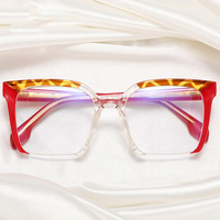 2024 Popular colorido cuadrado elegante Anti luz azul gafas de lectura mujeres diseñador marco grande ordenador óptica presbicia gafas