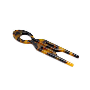 Bâtonnet à cheveux unisexe en acétate de haute qualité de 12 cm, motif léopard écaille de tortue, épingle à cheveux avec strass, design ajouré, maintien sécurisé pour chignon - Product Image 3