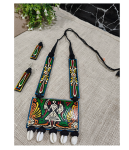 Collier en bois artisanal et boucles d'oreilles assorties, ensemble de bijoux ethniques légers pour tenues décontractées, fêtes, tenues d'été, idées cadeaux - Product Image 6