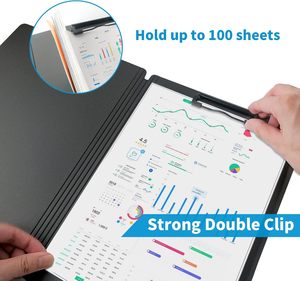 Porte-documents vertical A4 en PP coloré <span class=keywords><strong>à</strong></span> double clip, pliable, pour documents et papiers, idéal pour étudiants, écoles et bureaux - Product Image 5