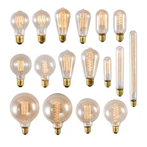 Fabrika fiyat Edison lambaları A19 T30 T45 ST58 ST64 G80 G95 G125 C35 E26 E27 B22 nostaljik Edison ışık ampül ile 25W 40W 60W