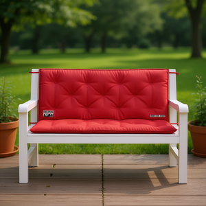 Ensemble de coussins de banc d'extérieur en tissu Oxford rouge, 100% polyester, durable, matelassé, rectangulaire, amovible, lavable, toutes saisons - Product Image 2