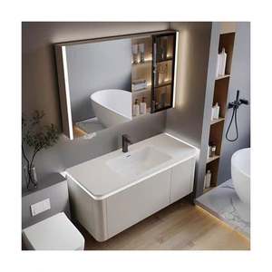 Muebles de Baño Personalizados de 60 y 72 Pulgadas, Gabinetes con Espejo, Modernos Gabinetes de Baño Rectangulares de Melamina - Product Image 1