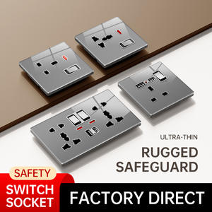 สวิตช์และเต้ารับติดผนัง <span class=keywords><strong>LAPU</strong></span> Luxury กระจกนิรภัย ขนาด 86 มม. 146 มม. สีขาว ดำ เทา ทอง - Product Image 4