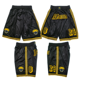Pantalones cortos de baloncesto <span class=keywords><strong>Mamba</strong></span> Snake con bordado superior al por mayor de Los Ángeles América-Bolsillos transpirables de secado rápido de verano - Product Image 1