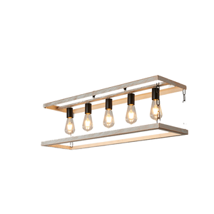 Lustre moderne E26 |   Lampe suspendue carrée noire en fer pour salle à manger, taille moyenne - Product Image 1