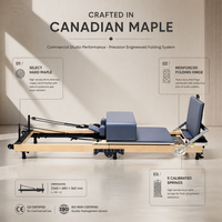 Reformer de Pilates pliable en bois d'érable et de chêne, Reformer de Pilates pliable et relevable