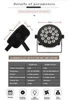 Éclairage de Scène LED Par Plat en Alliage d'Aluminium RGBWA UV 18x18W, Projecteurs Par DJ DMX 512 pour Église