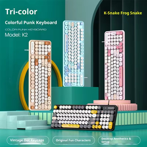 PCK2 Waterproof USB Wired 78 Keys <b>Keyboard</b> Mouse Combo Ergonomic Retro Punk Cartoon Cute Girl Gift Desktop Computer - Product Image 5