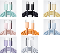 Vente directe d'usine, câbles de données de couleur macaron, très vendus, PD 60W, USB-C vers Type-C, câble tressé à charge rapide pour iPhone