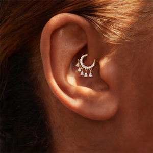 Boucles d'oreilles créoles en argent sterling 925 avec zircon cubique, pendentif classique en forme de goutte d'eau, anneau de nez en zircon cubique, bijoux pour cartilage hélix - Product Image 4