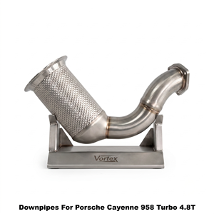 Tuberías de escape de acero inoxidable de alto flujo Vortex con escudo térmico para Porsche Cayenne 958 Turbo 4.8T - Product Image 1