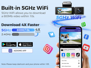 AZDOME <span class=keywords><strong>M550</strong></span> Pro IPS-Bildschirm Eingebautes WLAN GPS Auto-Dashcam-Kamera 3-Kanal 4K Dashcam mit Integriertem 64G Speicher Auto-Blackbox - Product Image 6
