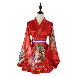 Robe <span class=keywords><strong>kimono</strong></span> courte de style <span class=keywords><strong>japonais</strong></span> pour femmes, imprimé floral <span class=keywords><strong>noir</strong></span>, costume de cosplay pour fête d'Halloween - Product Image 4