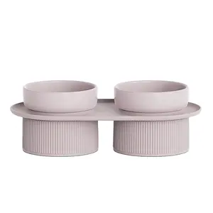 Japan Korea Design Popular Ceramic Cat Bowl Sets Double Cat Dog Bowl
