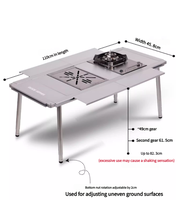 Table pliante portable moderne IGT en aluminium noir et argent pour camping et pique-nique en plein air
