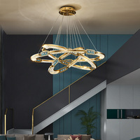 Lustre en cristal de style italien avec éclairage LED et fonction trois couleurs - Design artistique en pierres précieuses pour les halls d'hôtels et les grandes salles