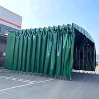 Tente Rétractable Industrielle Étanche avec Structure Métallique et Revêtement PVC – Auvent Coulissant Électrique pour Parking Extérieur et Entrepôt