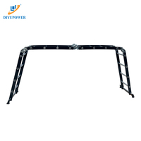 Échelle télescopique multifonctionnelle en acier au carbone, robuste, compacte, pliable, avec barreaux antidérapants pour entrepôt