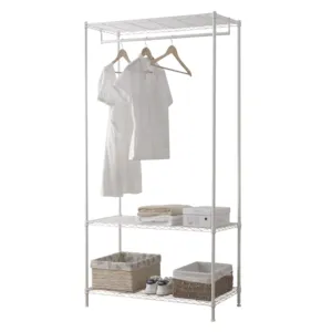 3 tier metal wire shelf living room multifunctional freestanding clothing rack