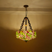 Lustre décoratif vintage en verre coloré, réglable en hauteur, avec LED au centre, design élégant pour salon, salle à manger, bar, restaurant