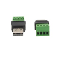Adaptador USB 2.0 Macho a Hembra Verde con Terminales de Conexión Rápida y Conector Fijo con Tornillos para Carga de Datos de Teléfonos Móviles y Computadoras