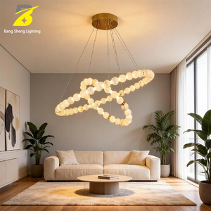 <span class=keywords><strong>Lampadario</strong></span> a Sospensione LED con <span class=keywords><strong>Sfere</strong></span> di Onice Naturale e Finiture Dorate per Soggiorno di Villa Moderna, Club e Ambienti Minimalisti - Product Image 3