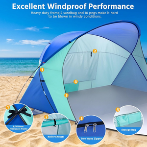 Carpa de Una Habitación de Apertura Rápida, Totalmente Automática, con Camuflaje, para Verano y Tres Estaciones |   Sombrilla Plateada para <span class=keywords><strong>Playa</strong></span>, Protección UV, para Senderismo y Camping - Product Image 6