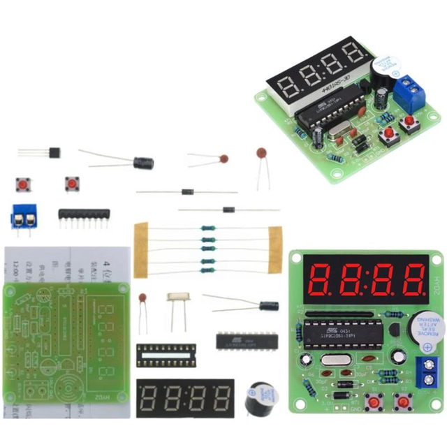 AT89C2051 Digital 4 Bits Electronic Clock Electronic Production Suite DIY Kit