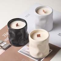 FENN Vente en gros de récipients à bougies en porcelaine irrégulière faits à la main, personnalisés, vides, verts, émaillés noirs, pour la décoration de la maison