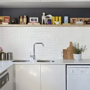 <strong>White</strong> Peel and <strong>Stick</strong> Wall <strong>Tiles</strong> Small Square Self Adhesive <strong>Stick</strong> <strong>on</strong> Kitchen Bathroom - Product Image 2