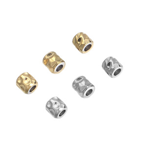 Stainless Steel Cylindrical Spacer <b>Beads</b> Gold Plated Rectangle Meander Pattern <b>For</b> <b>Bracelet</b> Making - Product Image 5