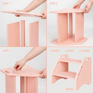 <span class=keywords><strong>Escabeau</strong></span> pliable rose 2-en-1 fait à la main en bois <span class=keywords><strong>Montessori</strong></span> échelle pour bambin pour chambre et cuisine aide de cuisine - Product Image 3