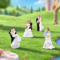 Figurines de couple créatives en micro-paysage, robe de mariée rose, accessoires de décoration DIY pour maison de poupée, mini ornements de bureau
