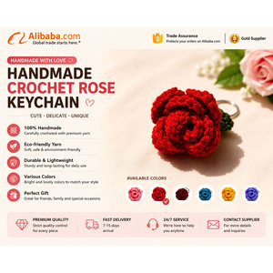 Handmade Crochet Rose Keychain Cotton Woven Flower <b>Key</b> <b>Ring</b> Pendant for Bag Car Gift Handmade High Quality Crochet Rose Keychain - Product Image 6
