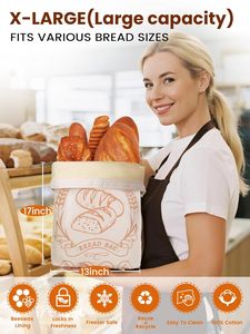 Lot de 2 sacs à <span class=keywords><strong>pain</strong></span> en coton YZ avec poignées en cire d'abeille et motifs lettres, fermeture éclair, 12x20cm, pour rangement et pâtisserie - Product Image 4