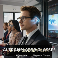 Lunettes Intelligentes Traducteur IA 28g 80mAh+80mAh Contrôle Tactile Étanche Double Chargement Magnétique Enregistreur Audio Professionnel pour Réunions