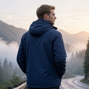 <strong>Men</strong> Hooded <strong>Fleece</strong> Lined Jacket Windproof Water Resistant Casual Outerwear for Daily Commute Outdoor <strong>Walking</strong> Support Custom Logo - Product Image 3