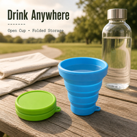 Gobelet pliable en silicone 200 ml avec couvercle, tasse à eau pliable
