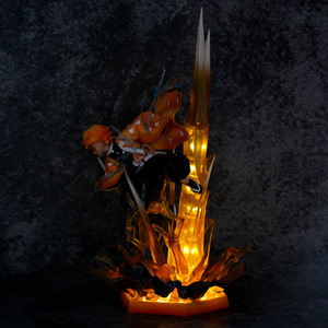 Statuetta <span class=keywords><strong>Anime</strong></span> di Agatsuma Zenitsu da Demon Slayer, Scultura a Doppia Testa Luminosa in PVC, Modellino Cartoon da 31cm, Regalo - Product Image 4