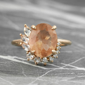 Anillo de Compromiso de Plata de Ley 925 de Estilo Vintage con Piedra Preciosa de Piedra Solar Natural, Diseños Únicos para Bodas o Fiestas - Product Image 2