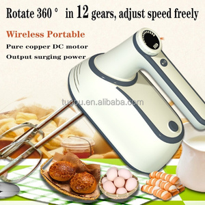 Mixeur à main multifonctionnel 3 en 1 à 12 vitesses, double tête, fouet, batteur, rechargeable, pour la cuisine, mélangeur à pâte à double bras - Product Image 4