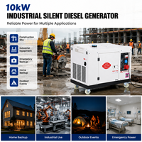 Générateur diesel portable silencieux 10000W, générateur à démarrage électrique 10KW, alimentation de secours pour la maison, la construction industrielle et les situations d'urgence