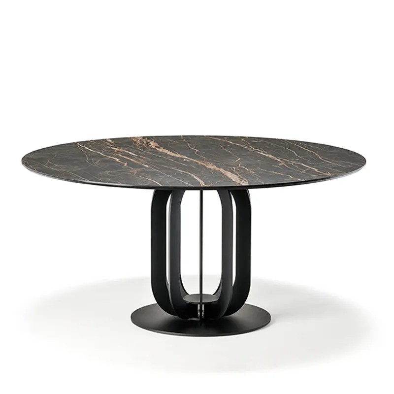 Ronde Huishoudelijke Moderne Eenvoudige Kleine Familie Type Nordic Marmer Licht Luxe Italiaanse Rock Plaat Model Kamer Eettafel