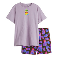 Pyjama pour femmes, ensemble 2 pièces, vêtements de nuit respirants à séchage rapide, manches courtes, été
